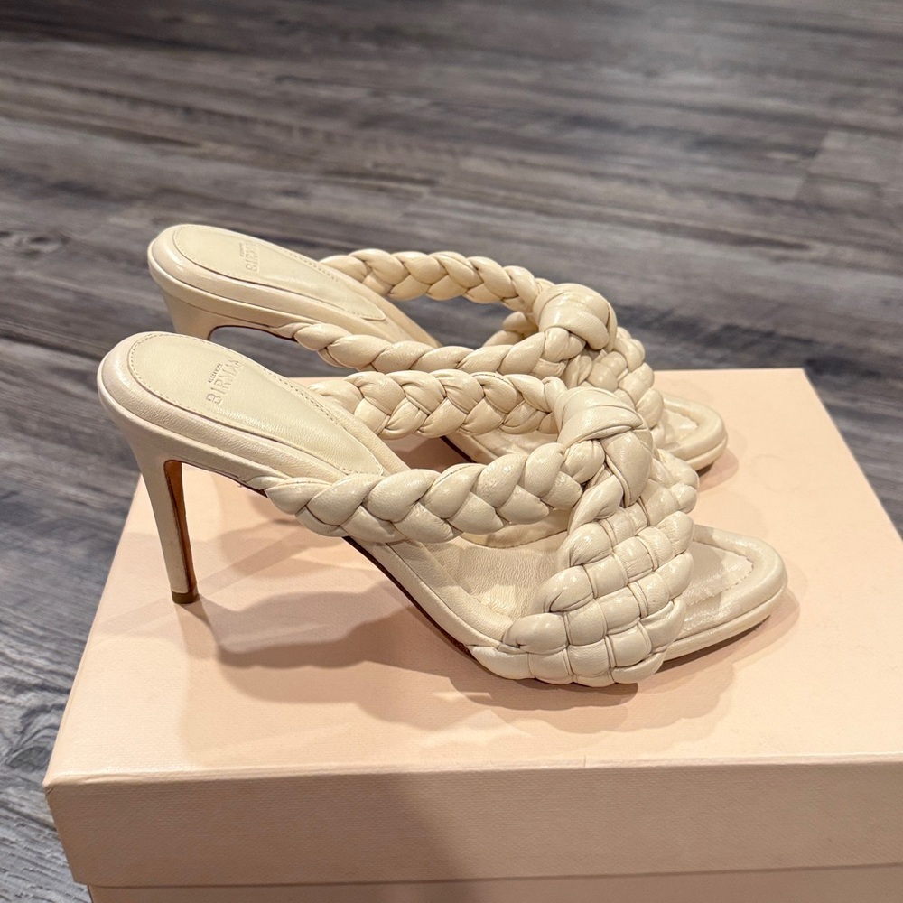 Alexandre Birman Women’s Carlotta Eggshell Leather Mules Shoes Sandals Size 39 - Picture 7 of 16